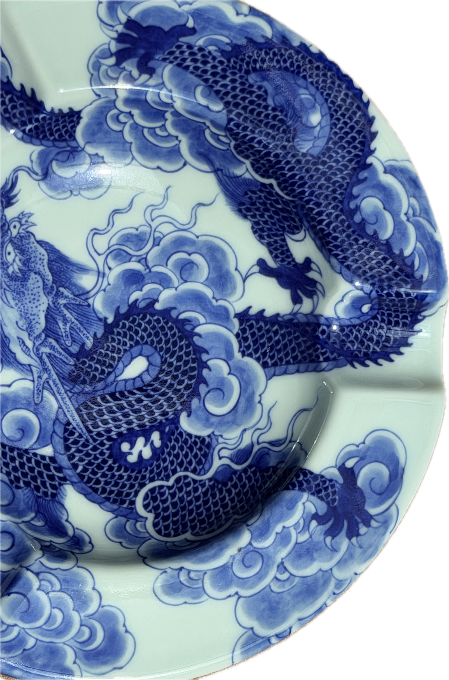 Jingdezhen Hand-Painted Wood-Fired Dragon Cigar Ashtray · One of a Kind