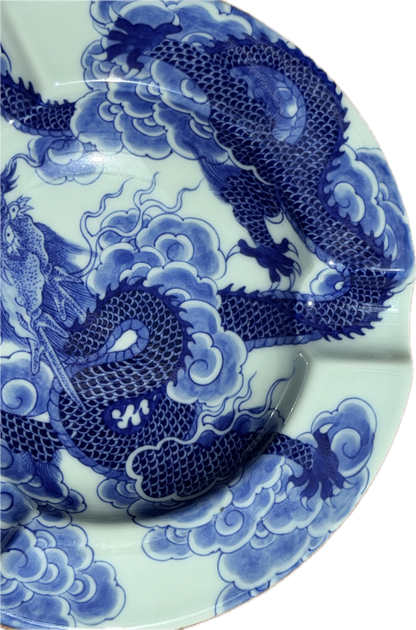Jingdezhen Hand-Painted Wood-Fired Dragon Cigar Ashtray · One of a Kind