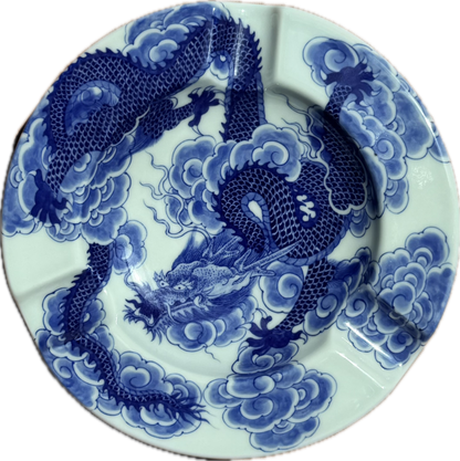 Jingdezhen Hand-Painted Wood-Fired Dragon Cigar Ashtray · One of a Kind