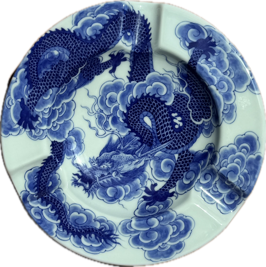 Jingdezhen Hand-Painted Wood-Fired Dragon Cigar Ashtray · One of a Kind