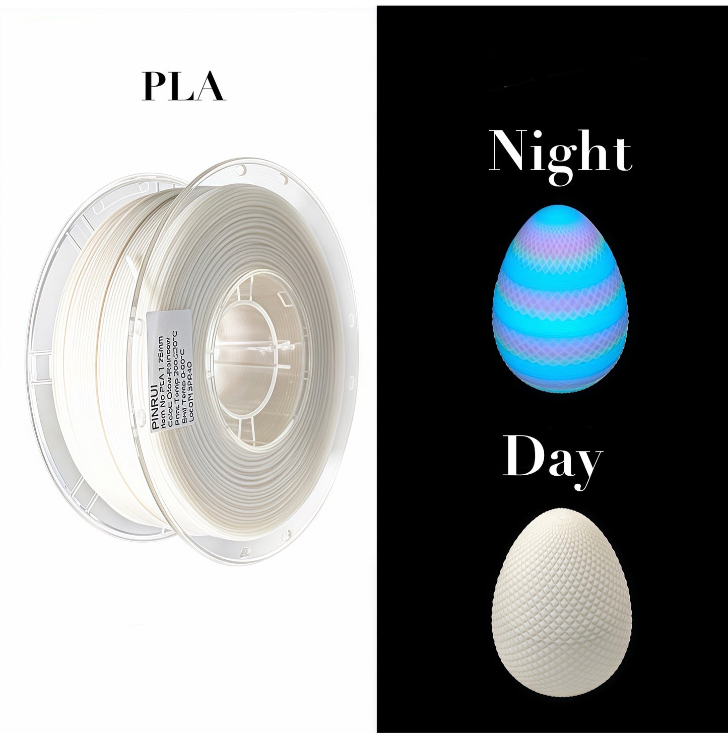 Color Shift Luminous PLA Filament Daytime Rainbow Night Glow 3D Material